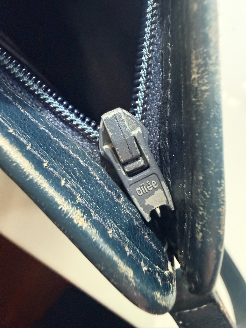 Vintage Christian Dior Navy Leather Shoulder Bag Clutch 1970s Plaque Logo - Picture 7 of 15